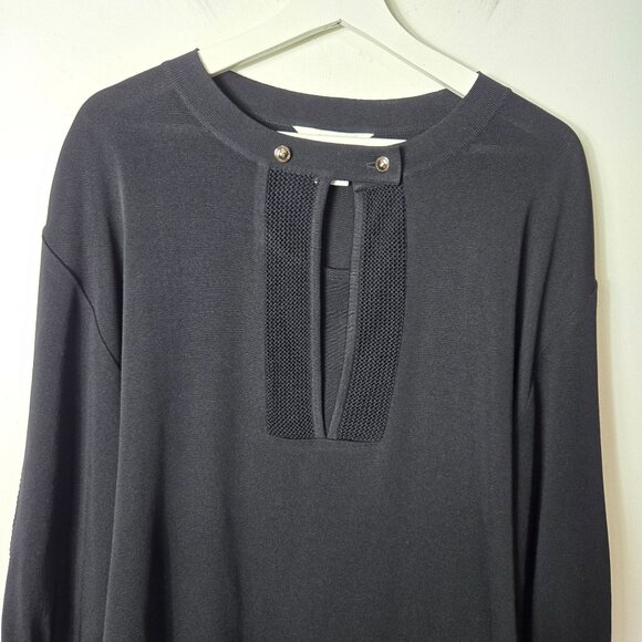 Exclusively Misook Size M Black Button Keyhole Chest Long Sleeve Sweater - Picture 10 of 13